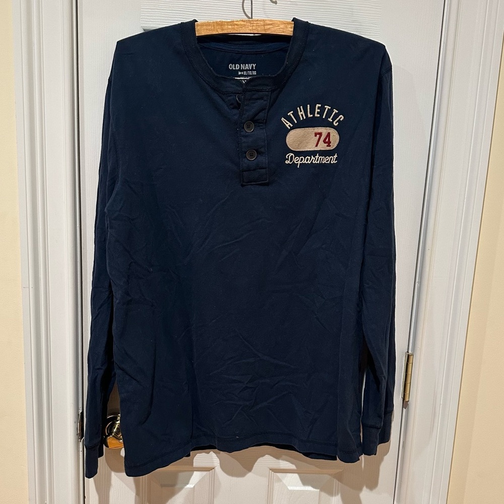 Old Navy Men's Navy Blue Henley Shirt, Size XL